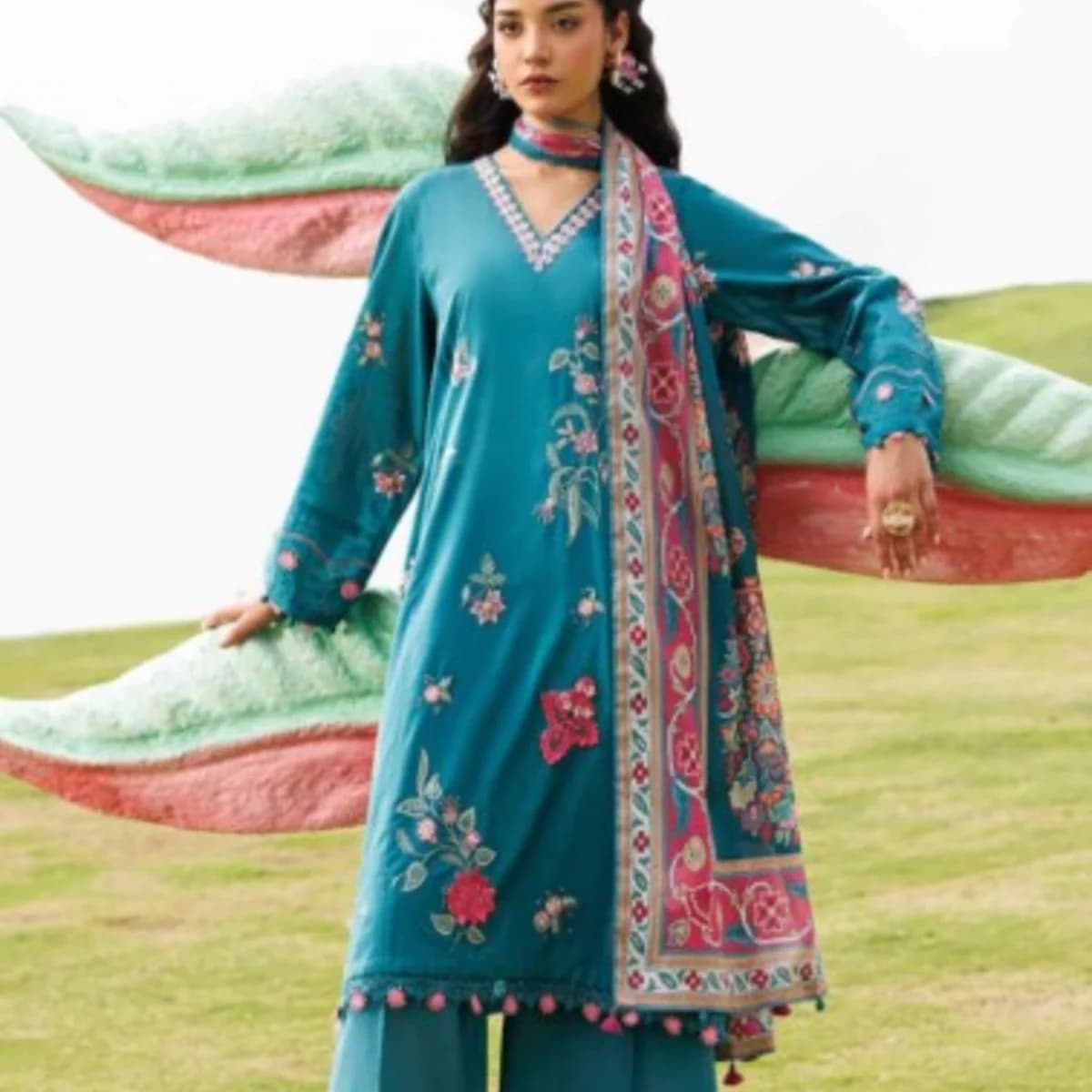 3 Piece - Digital Printed Embroidered Suit