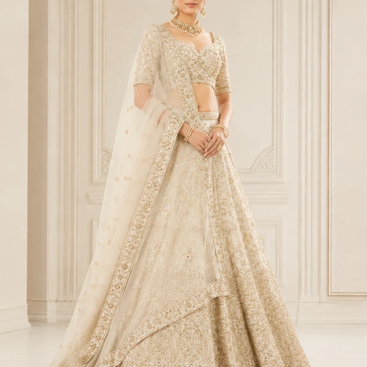 Noor-e-Ivory Gold Bridal Lehenga