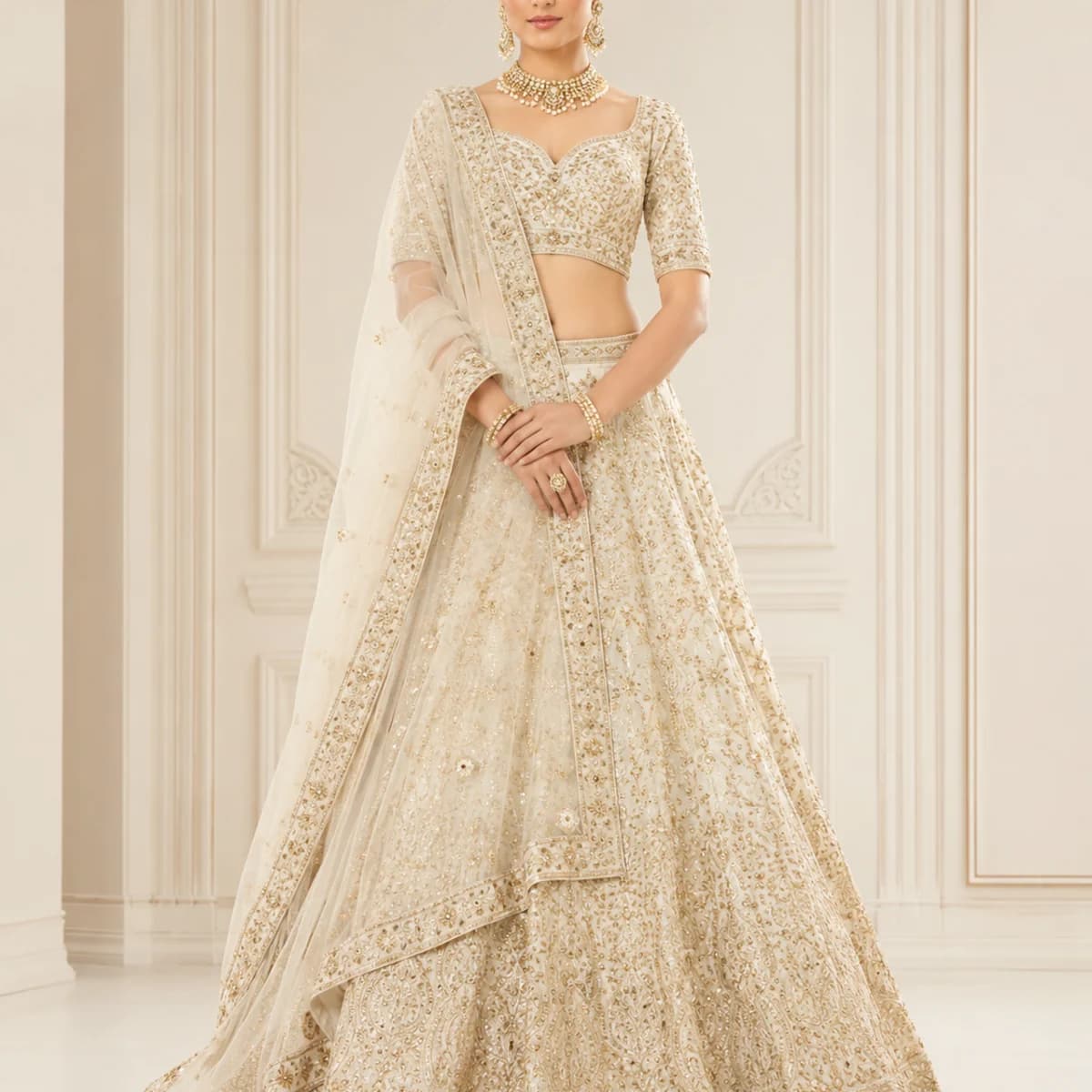 Noor-e-Ivory Gold Bridal Lehenga — view 3