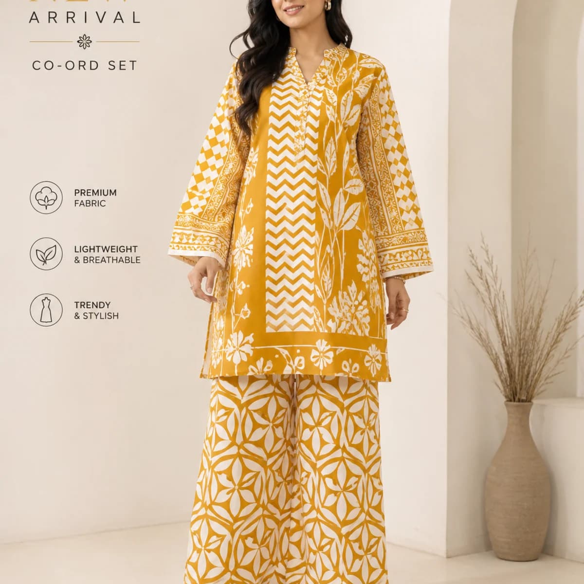 Mustard Geo-Floral Printed Co-ord Set