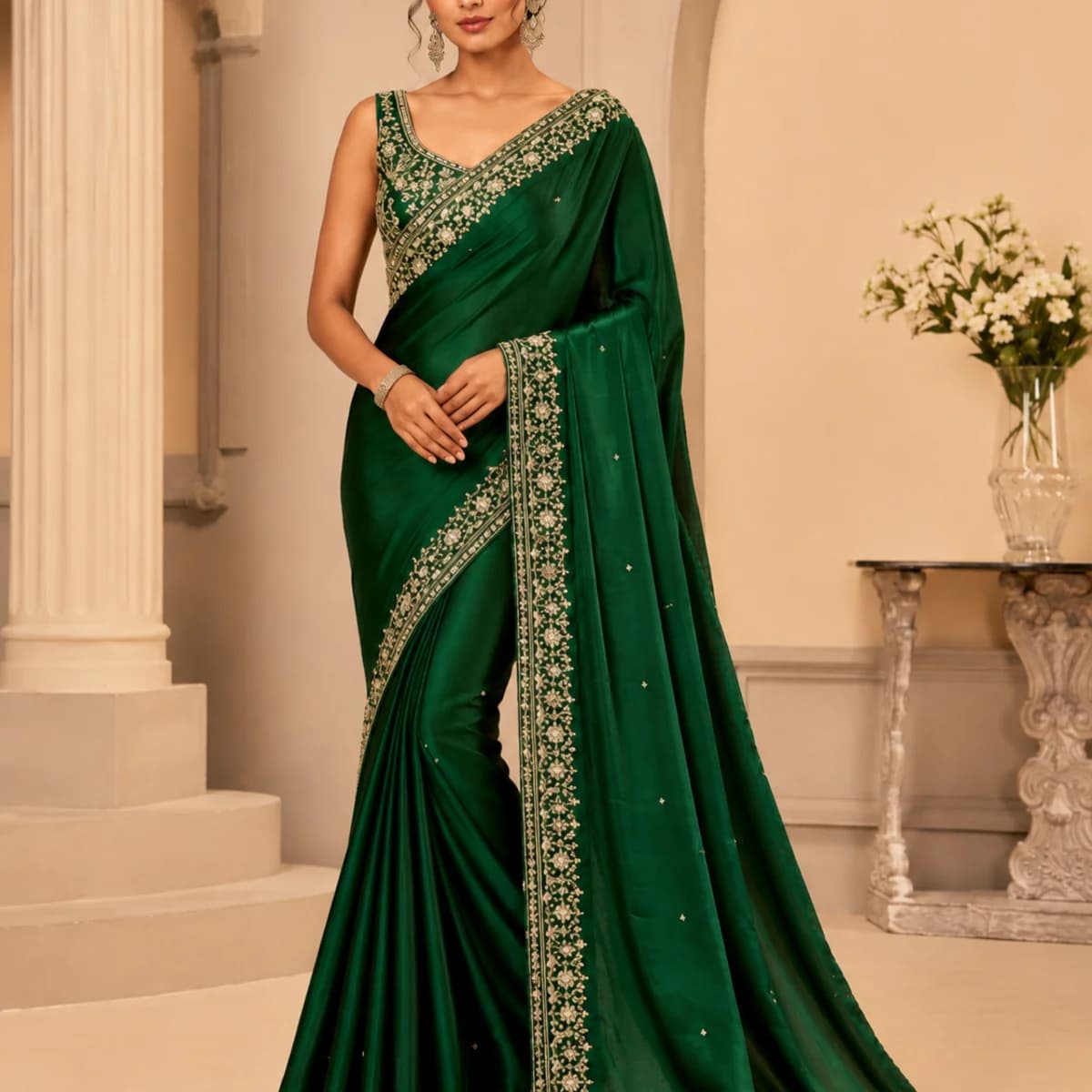 Emerald Royale Embellished Saree