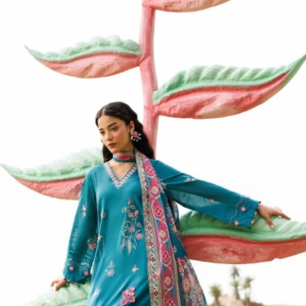 3 Piece - Digital Printed Embroidered Suit — view 2