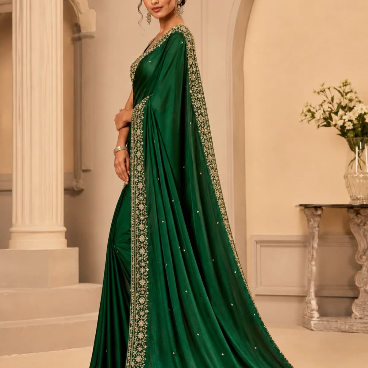 Emerald Royale Embellished Saree — view 2